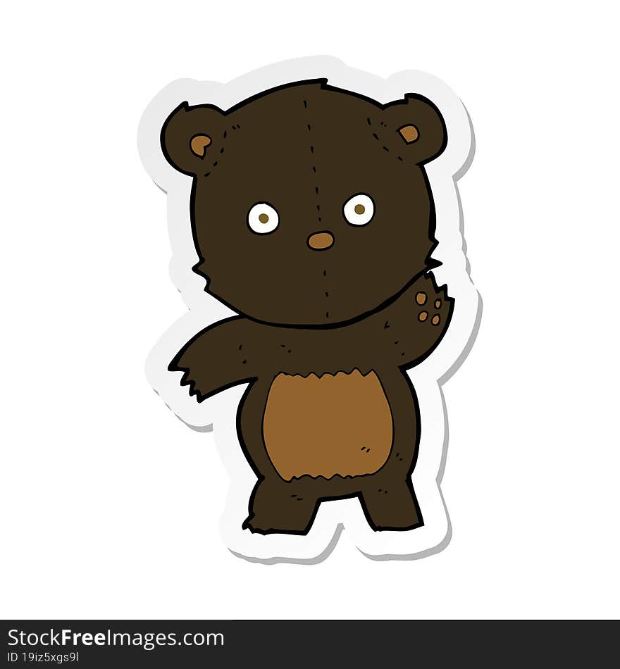 sticker of a cute cartoon black bear