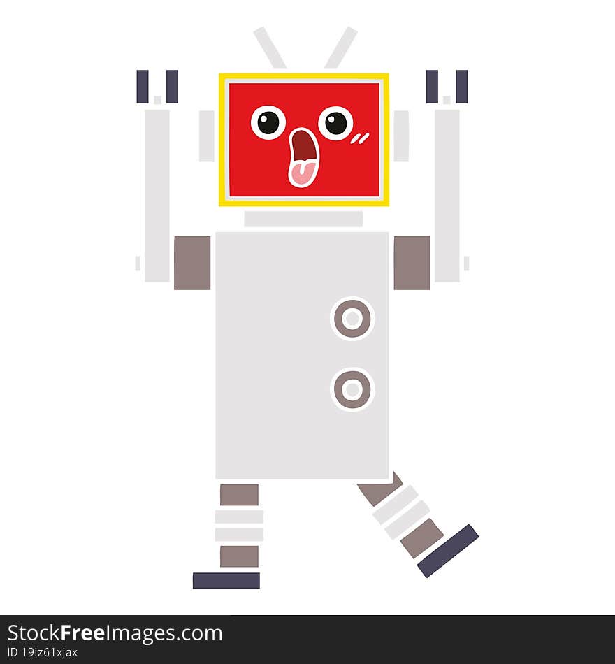 flat color retro cartoon of a robot