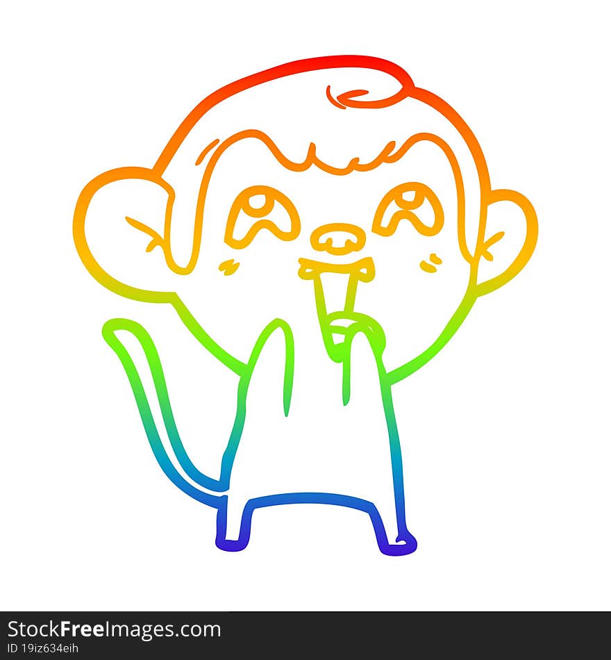 rainbow gradient line drawing crazy cartoon monkey