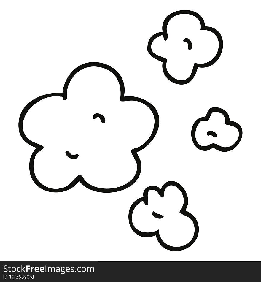 quirky line drawing cartoon clouds