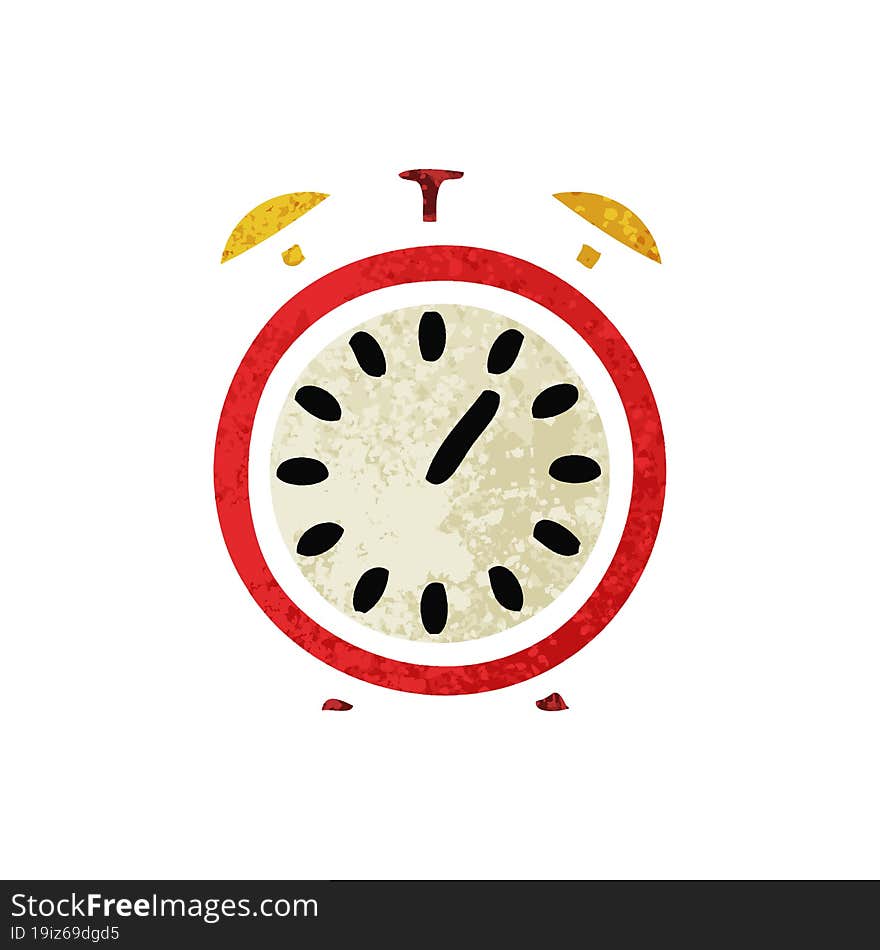 retro illustration style cartoon alarm clock