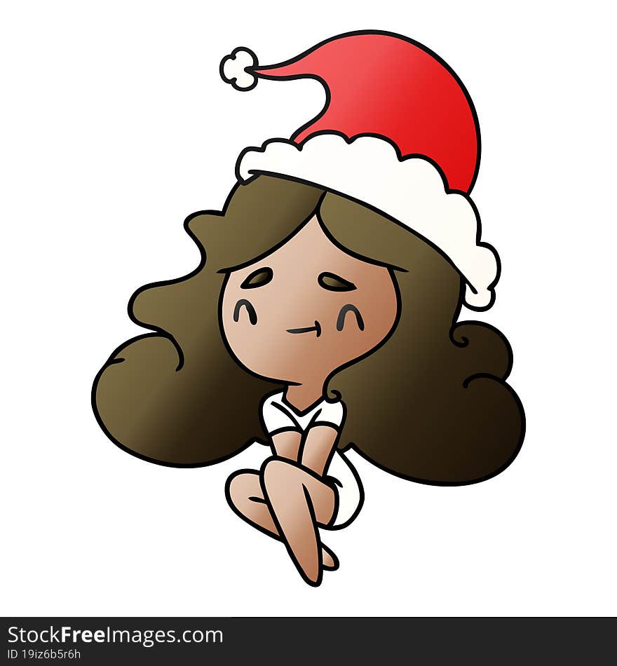 Christmas Gradient Cartoon Of Kawaii Girl