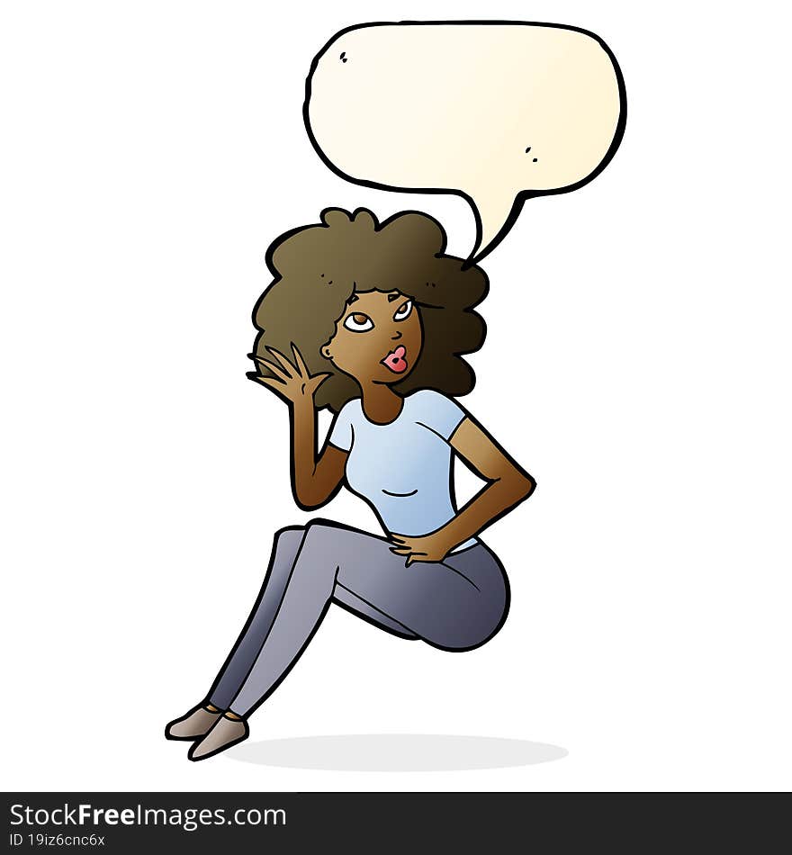 cartoon woman listening with speech bubble