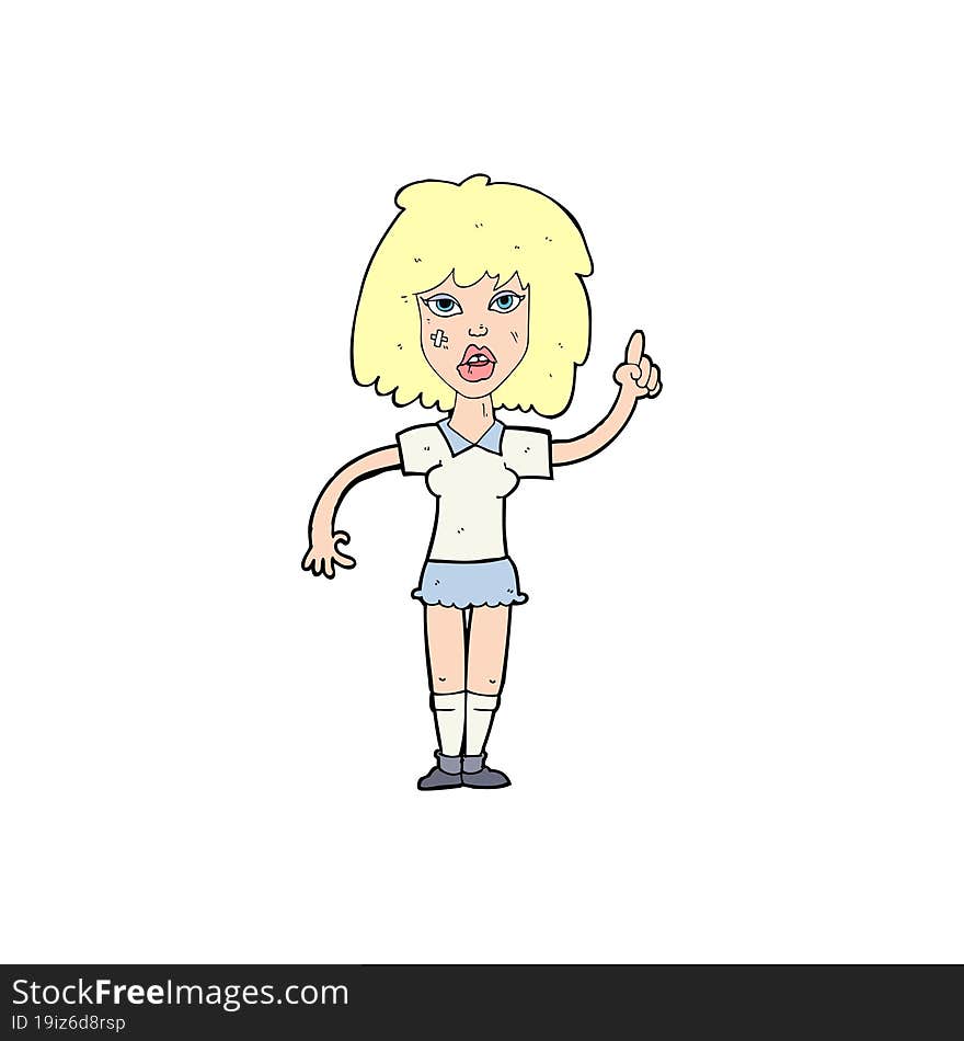 cartoon tough woman with idea