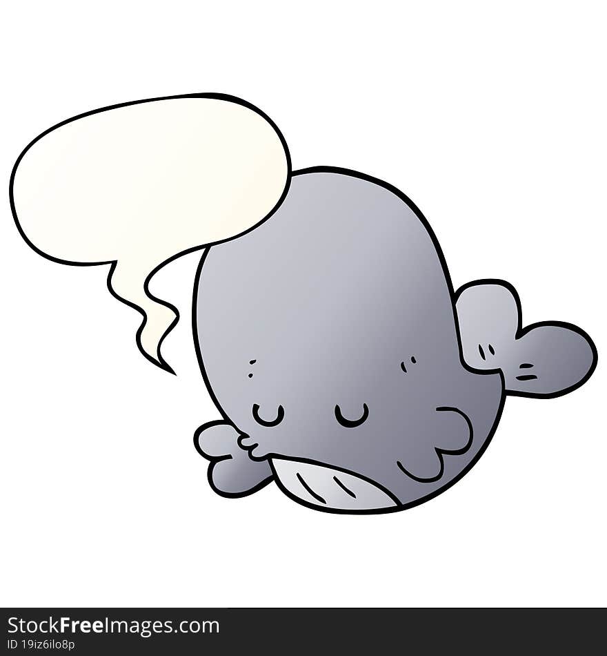 cartoon whale and speech bubble in smooth gradient style