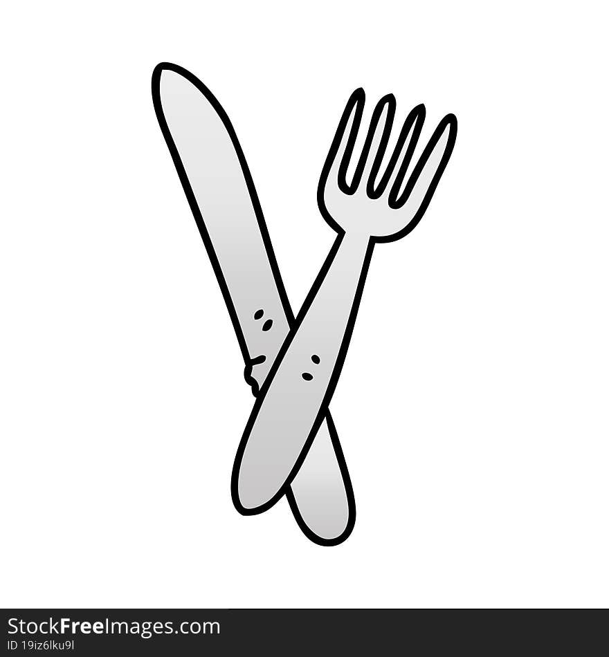 quirky gradient shaded cartoon cutlery