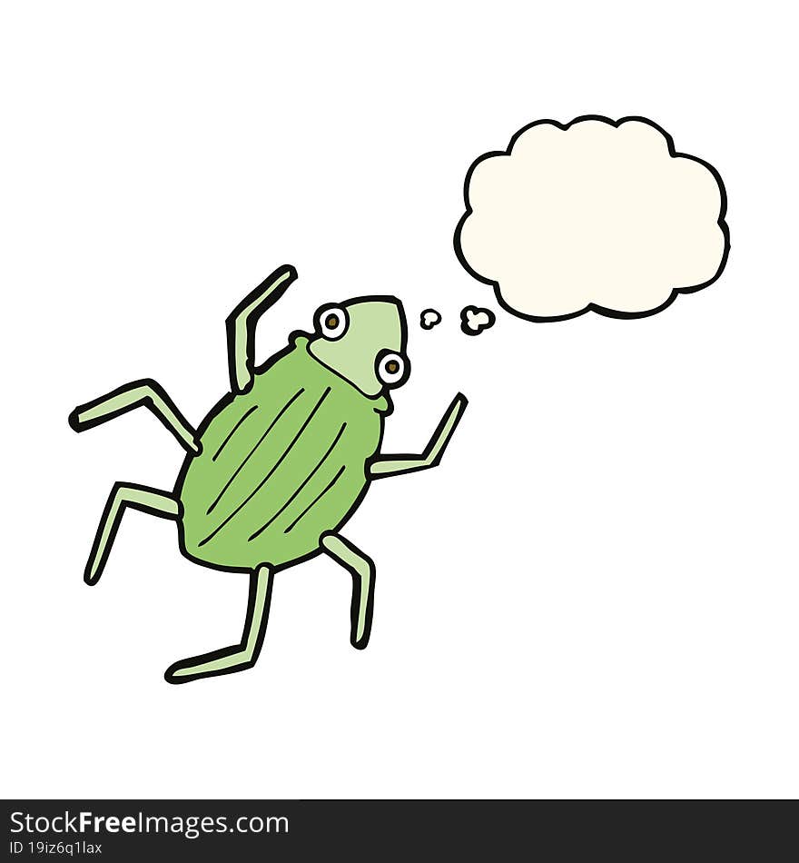 cartoon bug with thought bubble