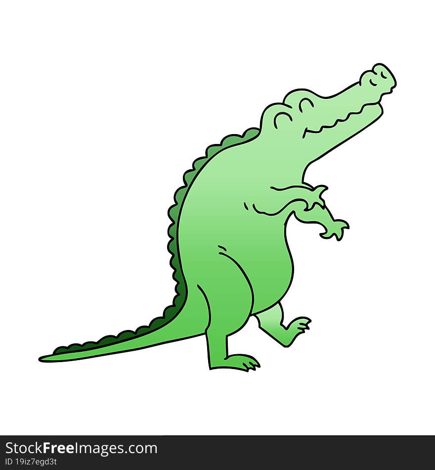 quirky gradient shaded cartoon crocodile