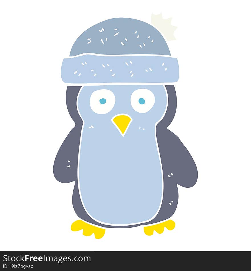 Flat Color Illustration Of A Cartoon Penguin