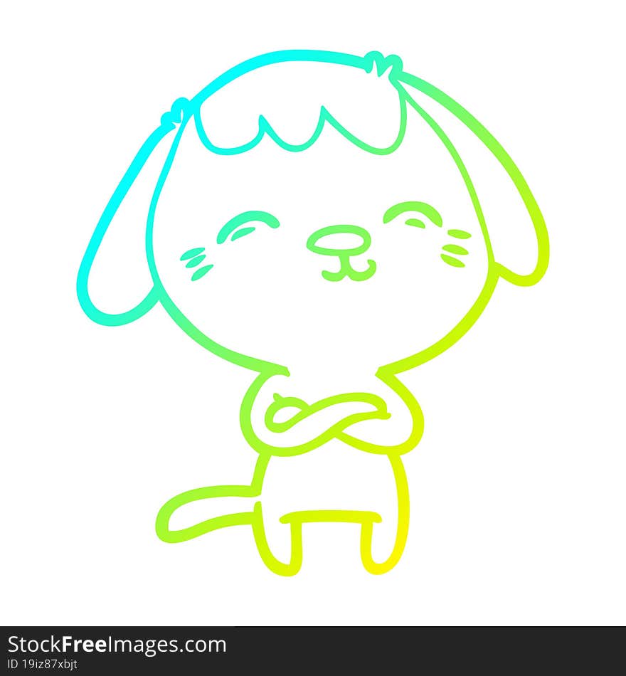 cold gradient line drawing happy cartoon dog