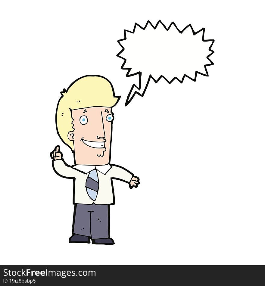 cartoon office man with idea with speech bubble