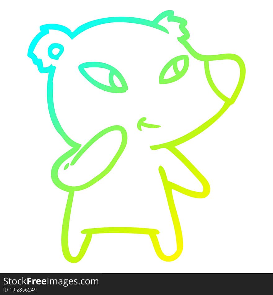 cold gradient line drawing cute cartoon bear