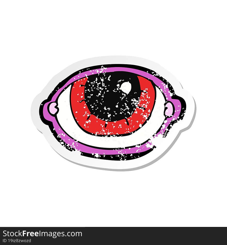 Retro Distressed Sticker Of A Cartoon Staring Eye