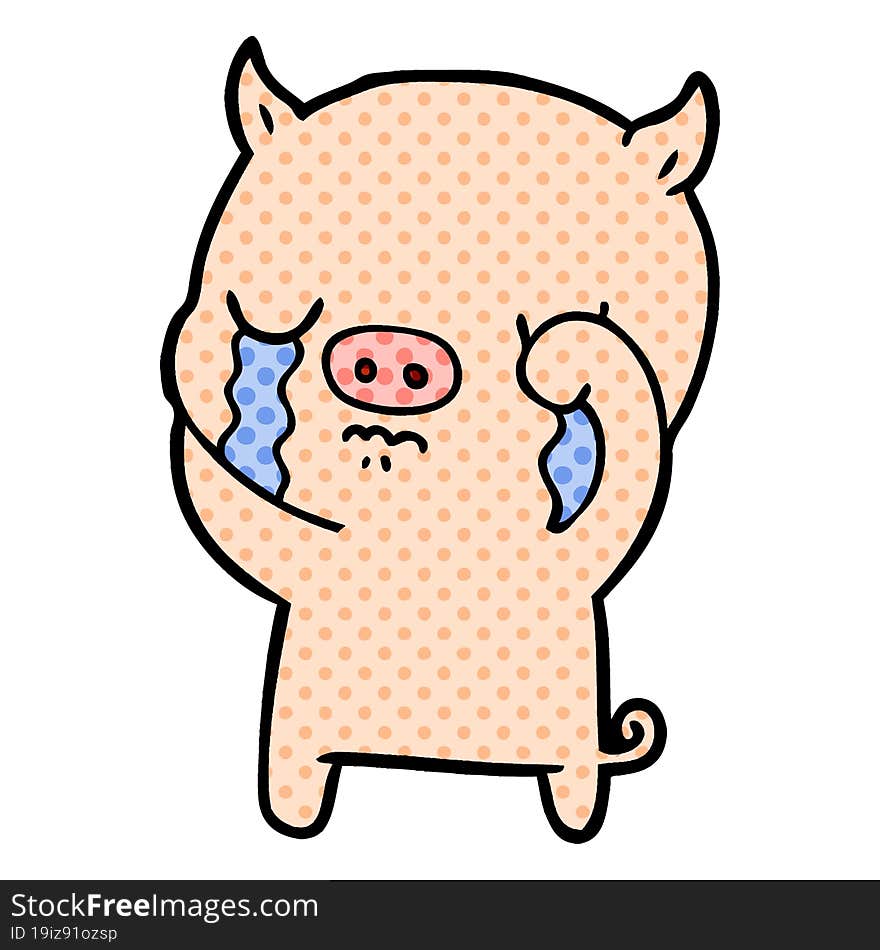 cartoon pig crying. cartoon pig crying