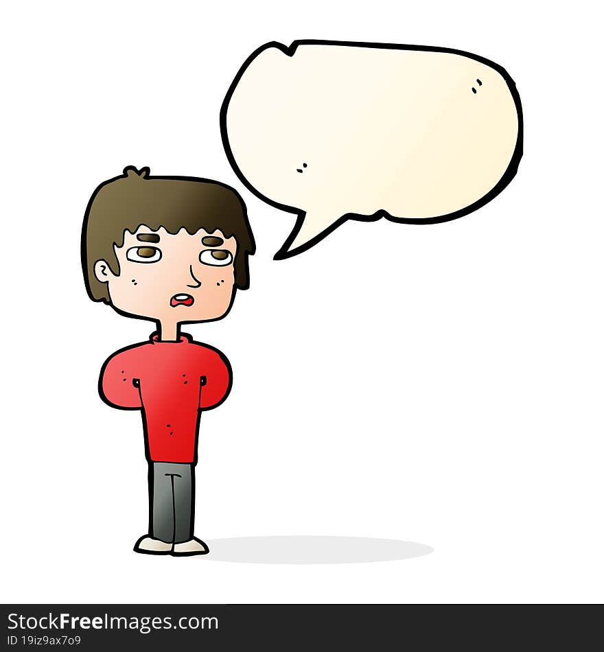 cartoon unhappy man with speech bubble