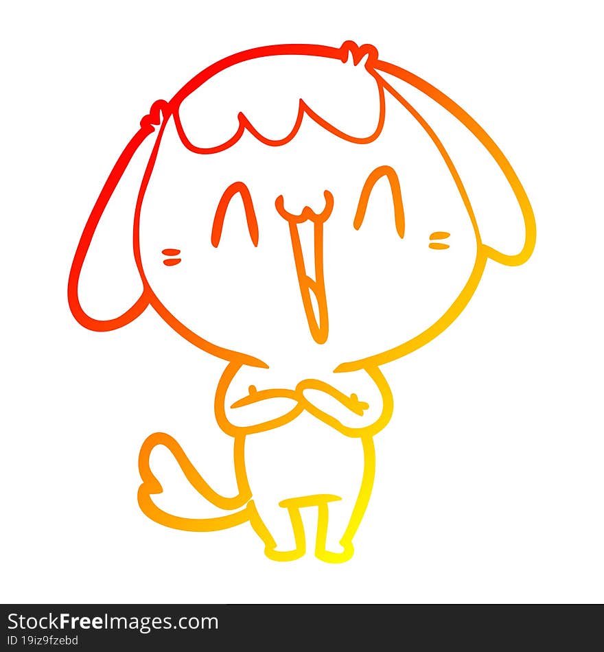 warm gradient line drawing of a cute cartoon dog