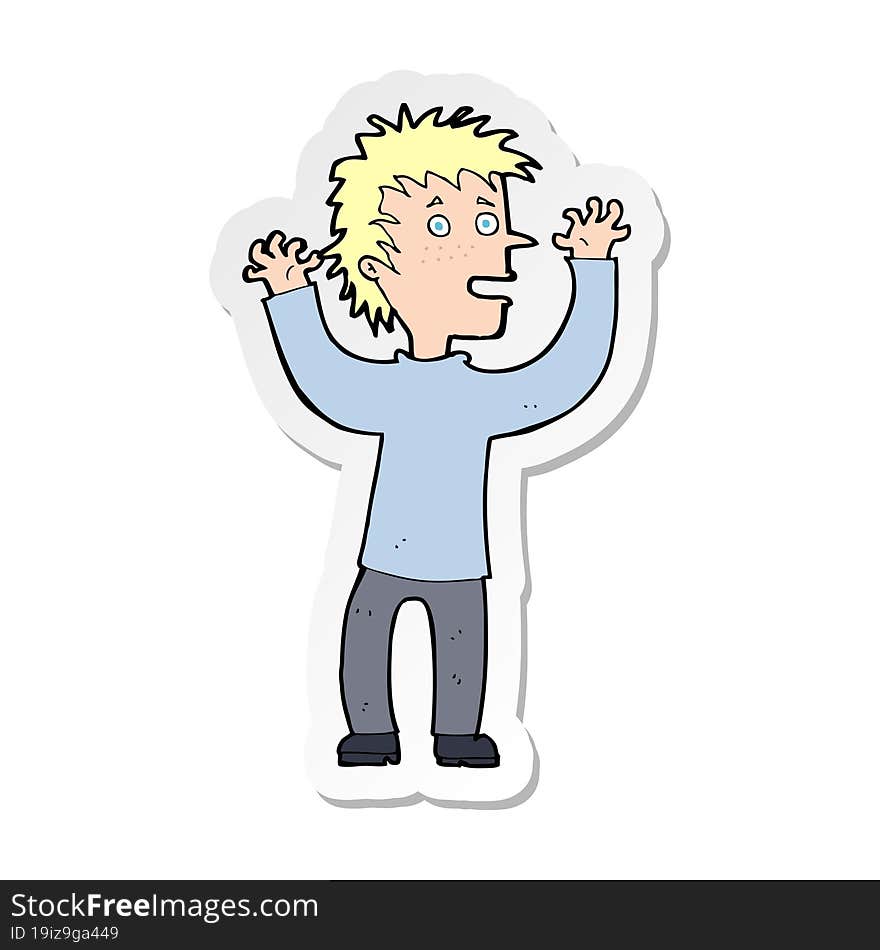 sticker of a cartoon excited boy