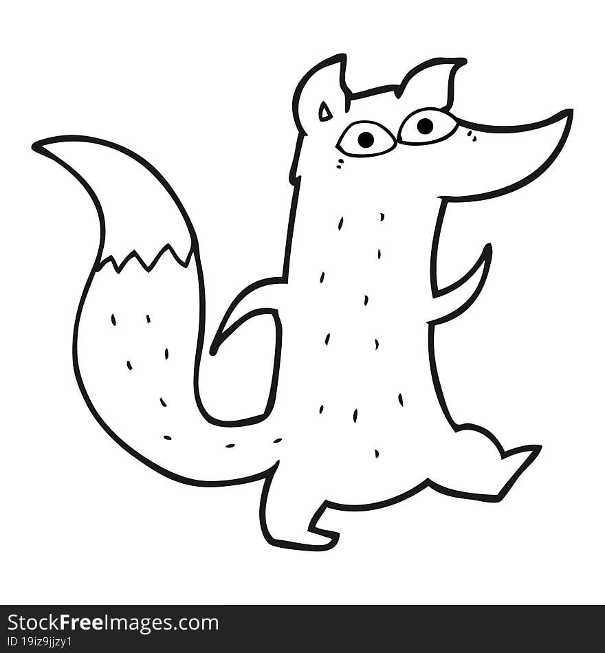 black and white cartoon cute wolf