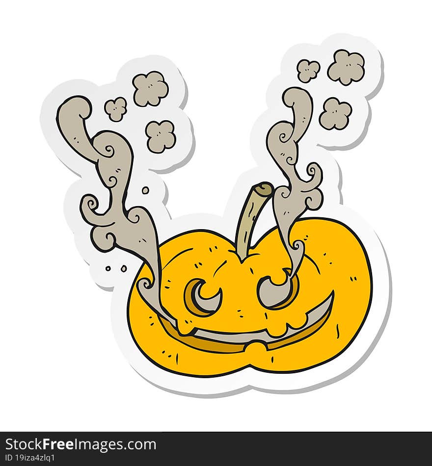 sticker of a cartoon halloween pumpkin