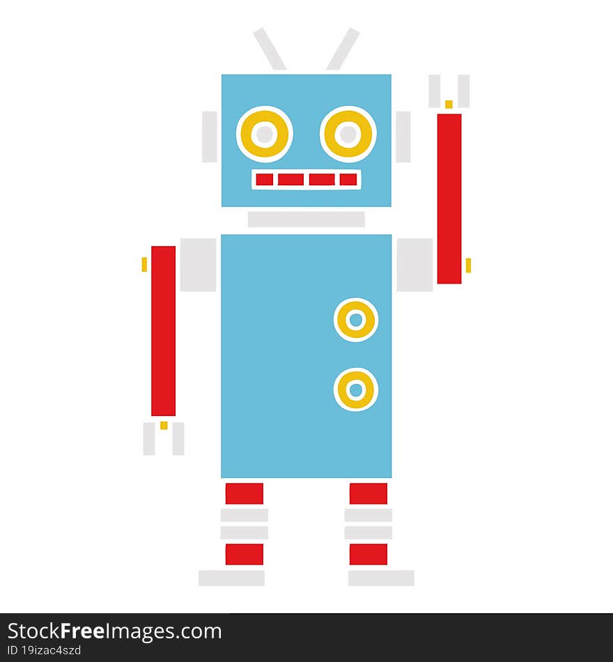 flat color retro cartoon dancing robot