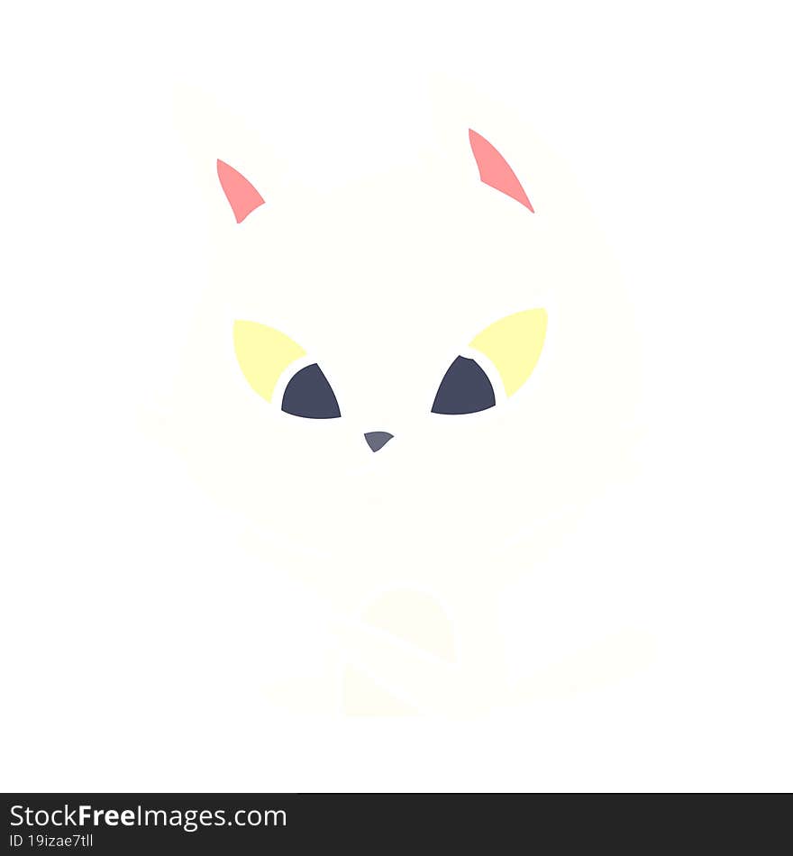 confused flat color style cartoon cat sitting