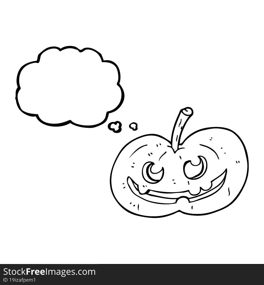 freehand drawn thought bubble cartoon halloween pumpkin