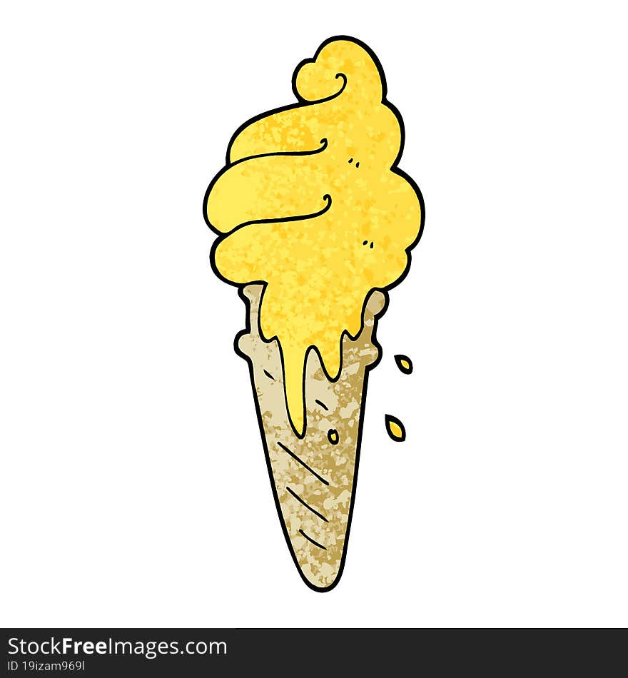 grunge textured illustration cartoon ice cream cone