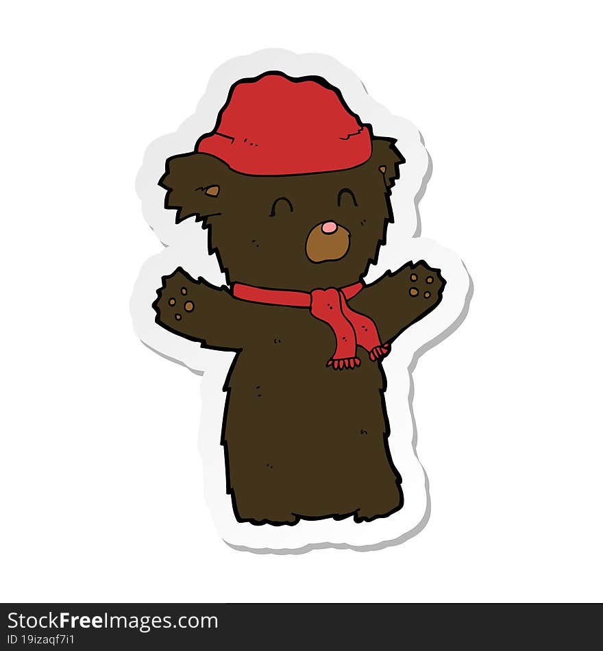 Sticker Of A Cartoon Cute Black Bear