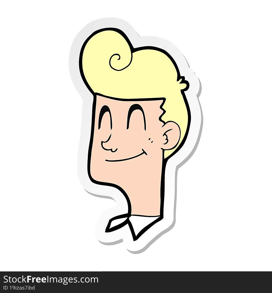 sticker of a cartoon smiling man