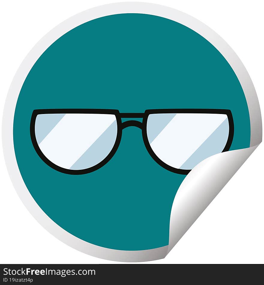 spectacles graphic vector illustration circular sticker. spectacles graphic vector illustration circular sticker