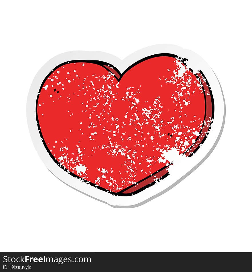 Distressed Sticker Of A Cartoon Love Heart