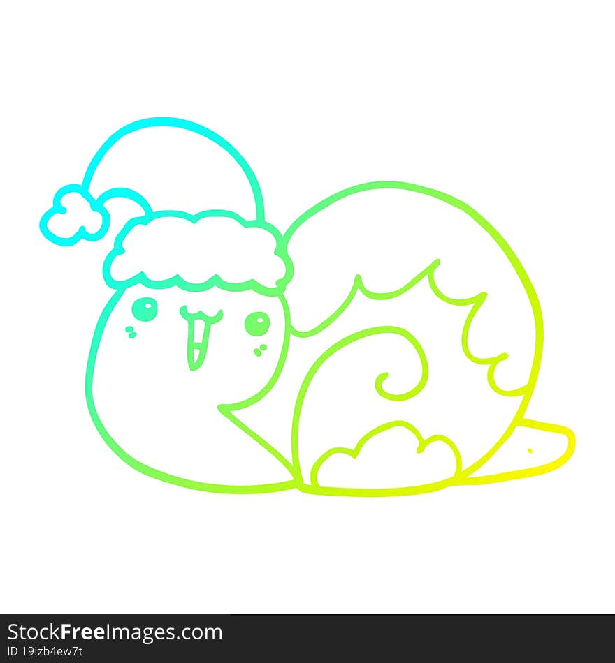 Cold Gradient Line Drawing Cute Cartoon Christmas Snail