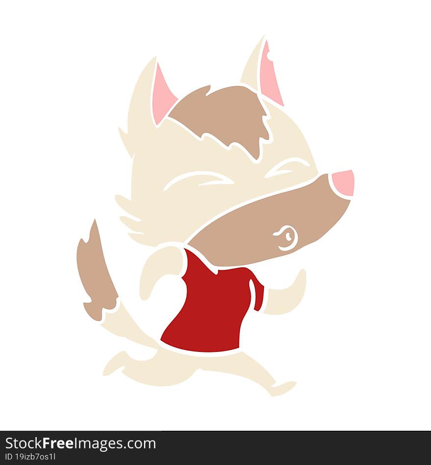 Flat Color Style Cartoon Wolf Running