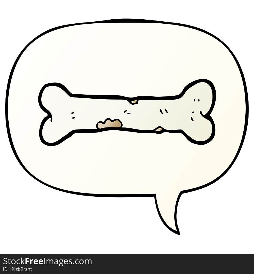 cartoon bone and speech bubble in smooth gradient style