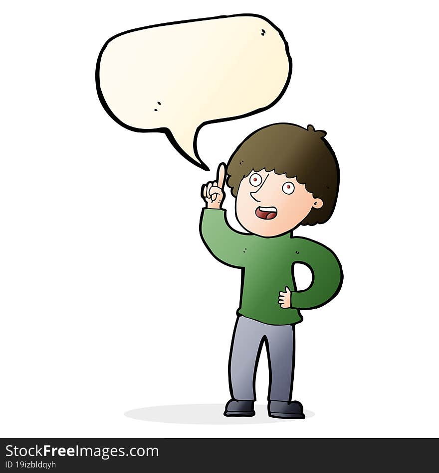 cartoon man with idea with speech bubble