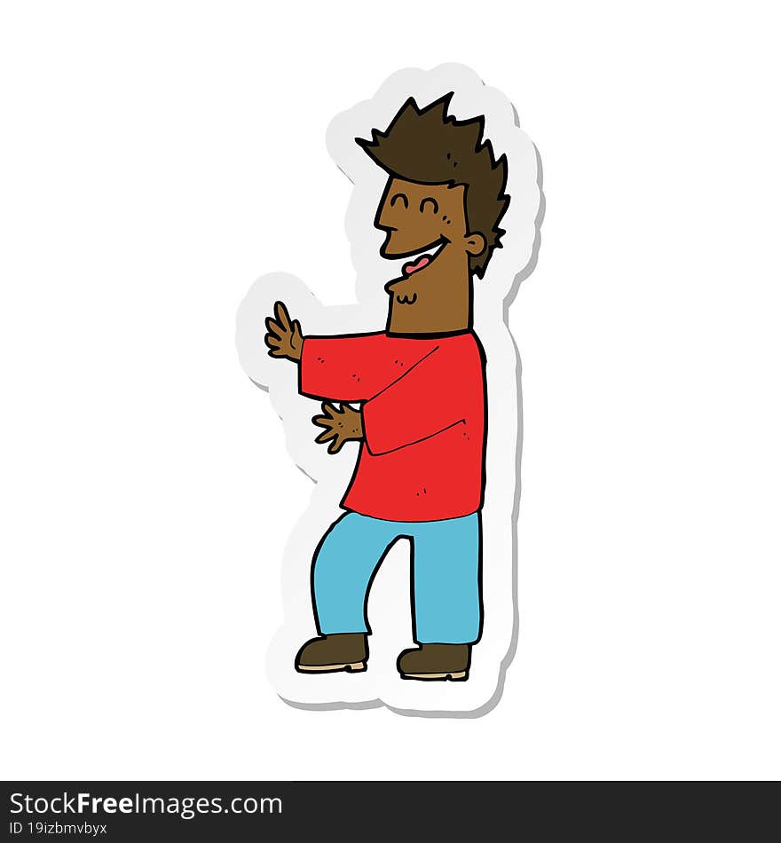 sticker of a cartoon laughing man