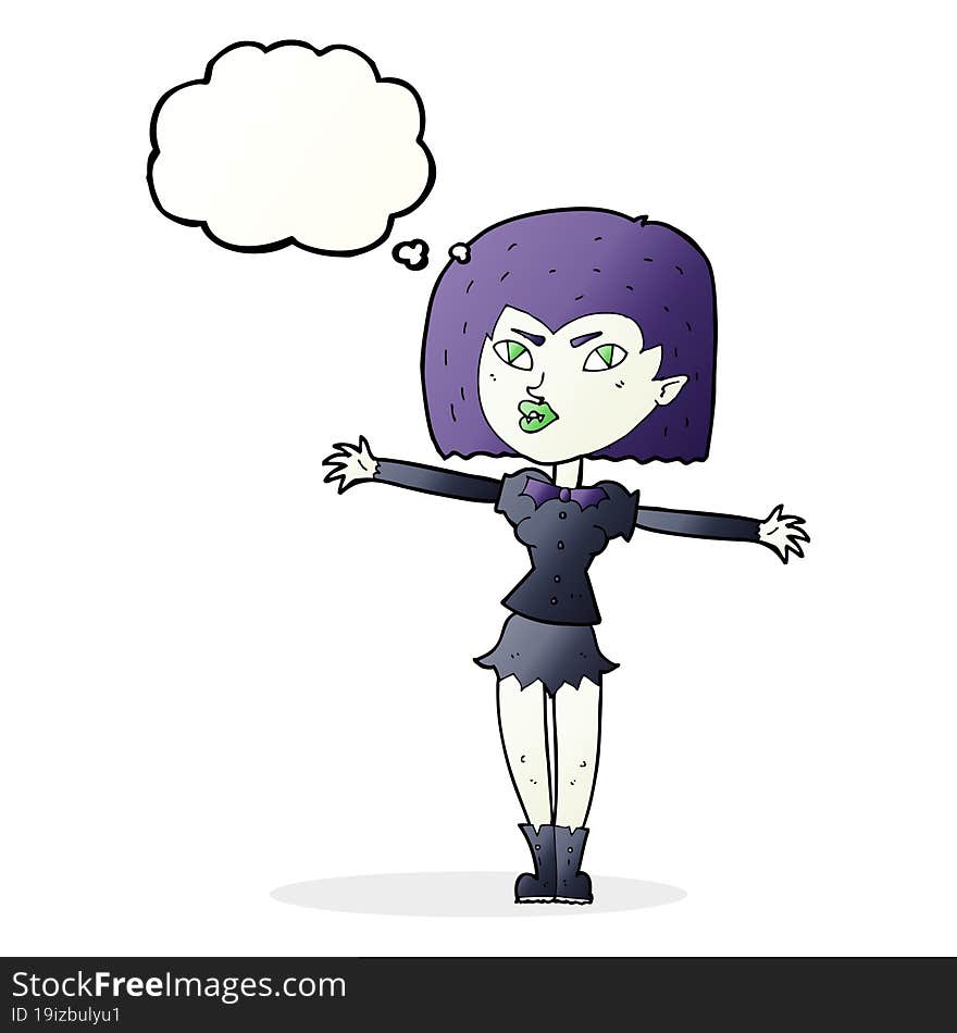 cartoon vampire girl with thought bubble