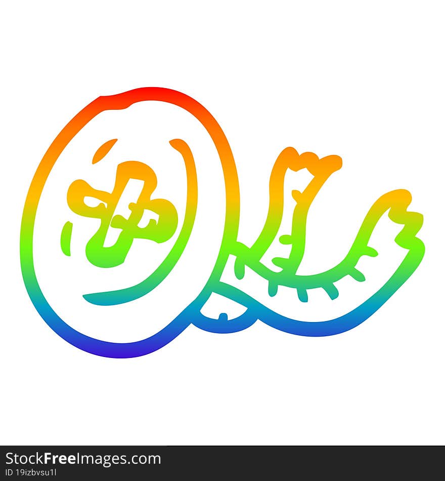 Rainbow Gradient Line Drawing Cartoon Old Button