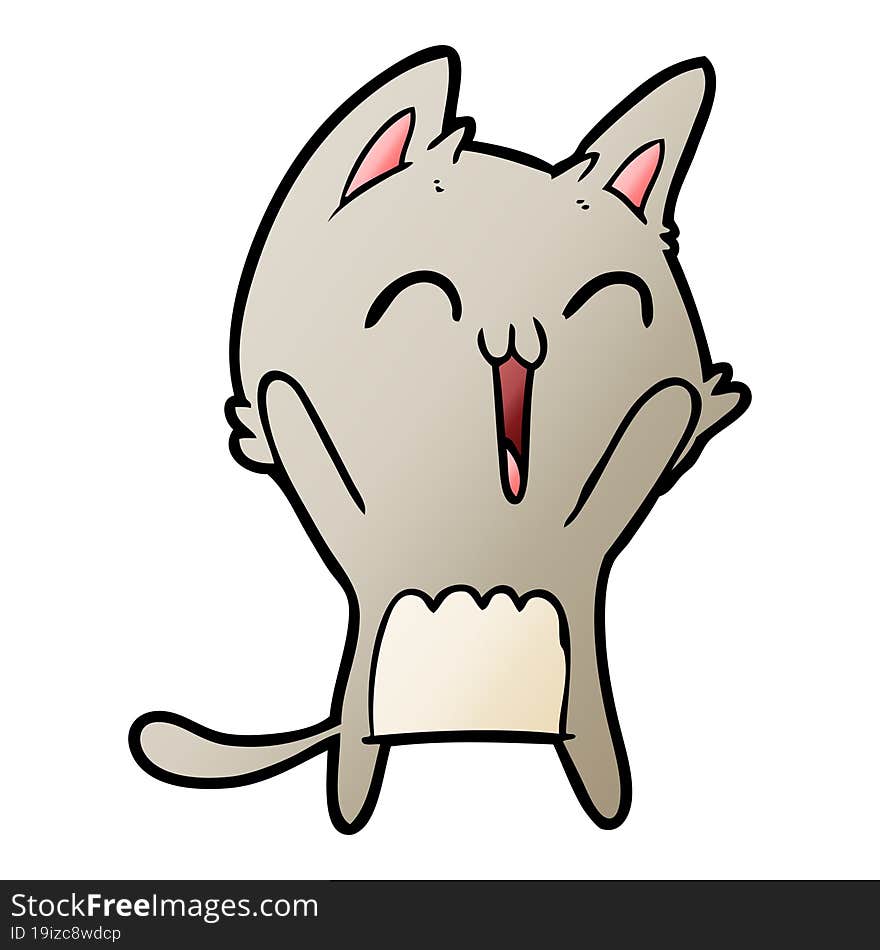 happy cartoon cat meowing. happy cartoon cat meowing