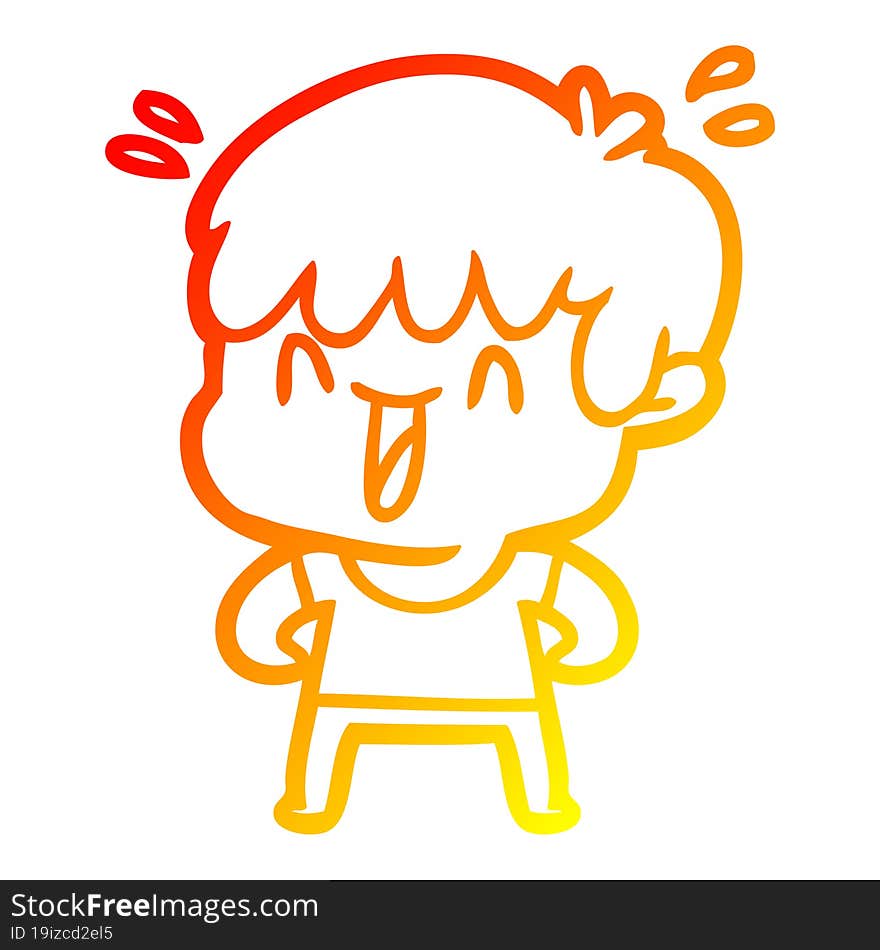 warm gradient line drawing cartoon laughing boy