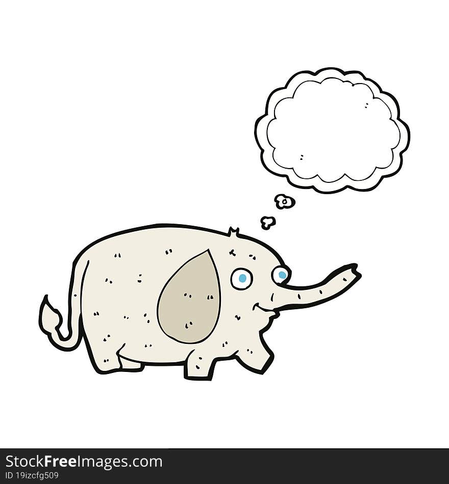 cartoon funny little elephant with thought bubble