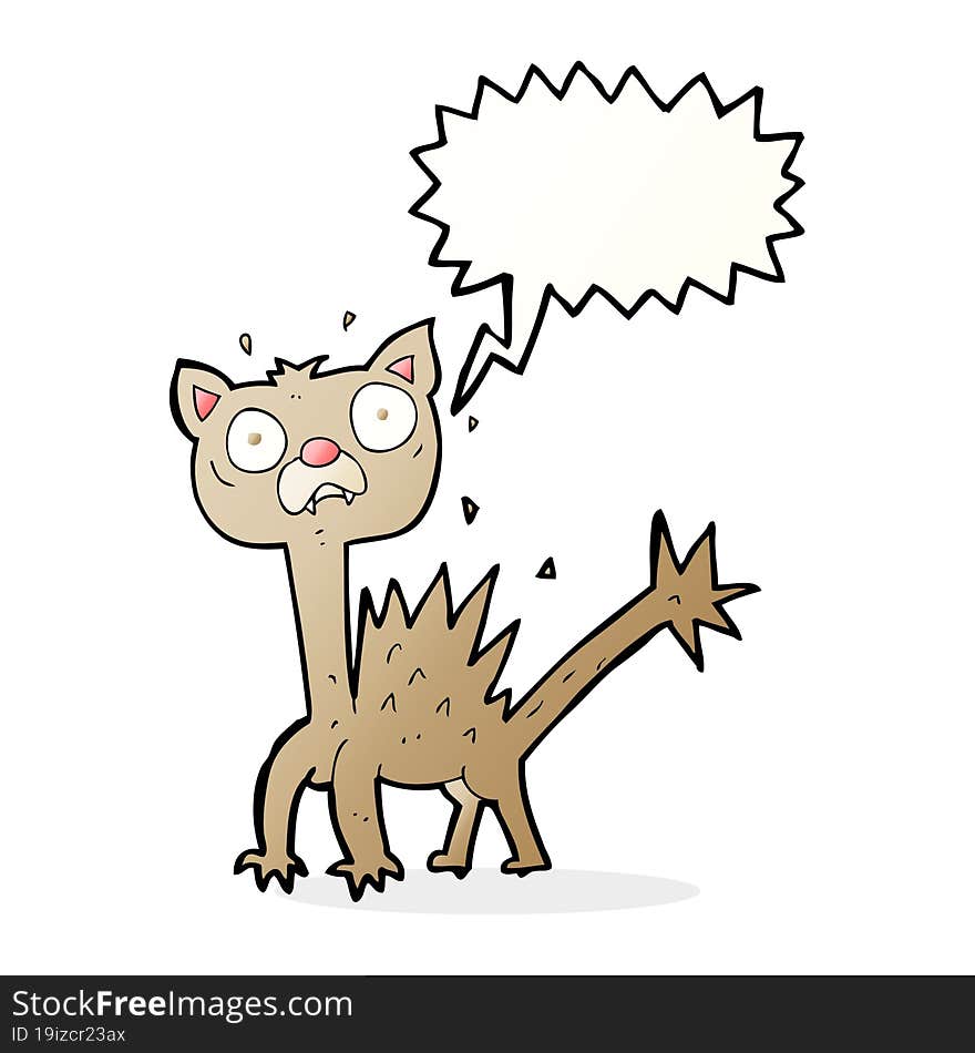 Cartoon Scared Cat With Speech Bubble