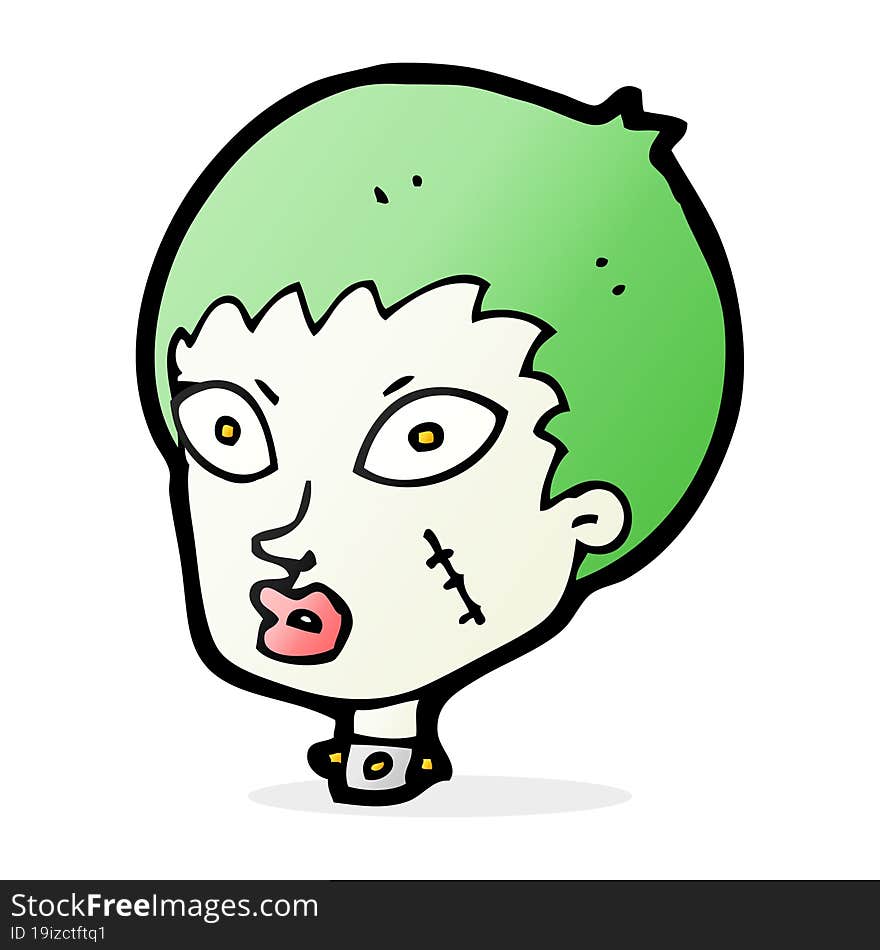 cartoon female zombie head