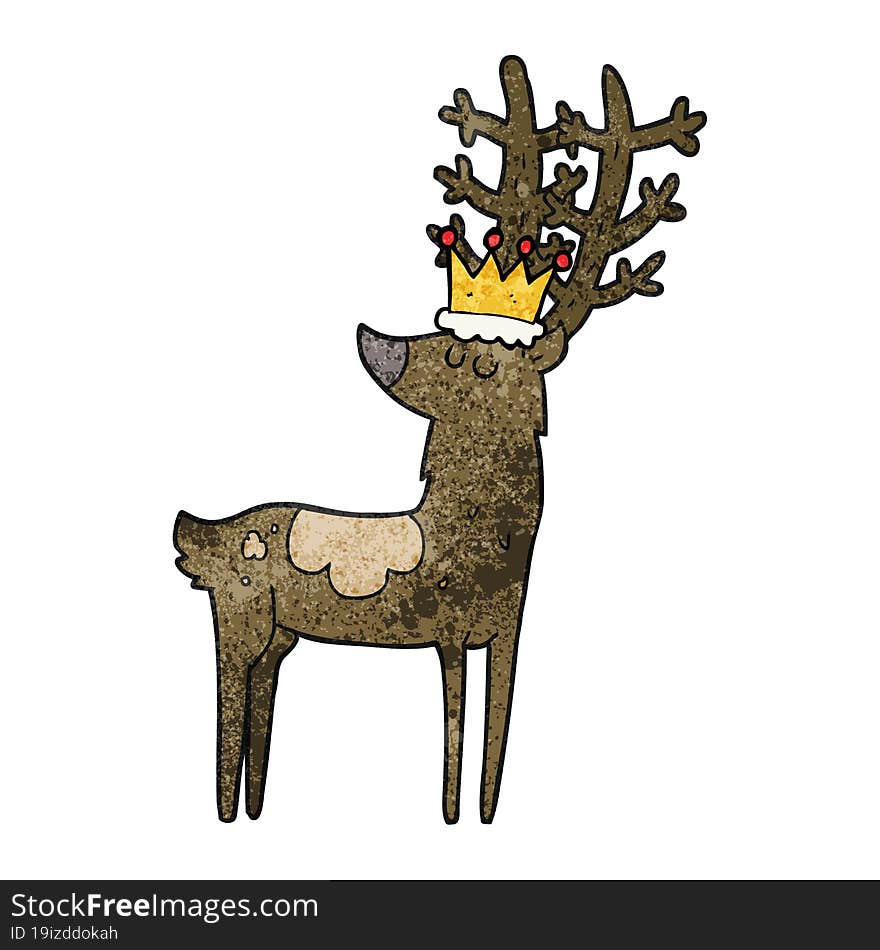 freehand textured cartoon stag king