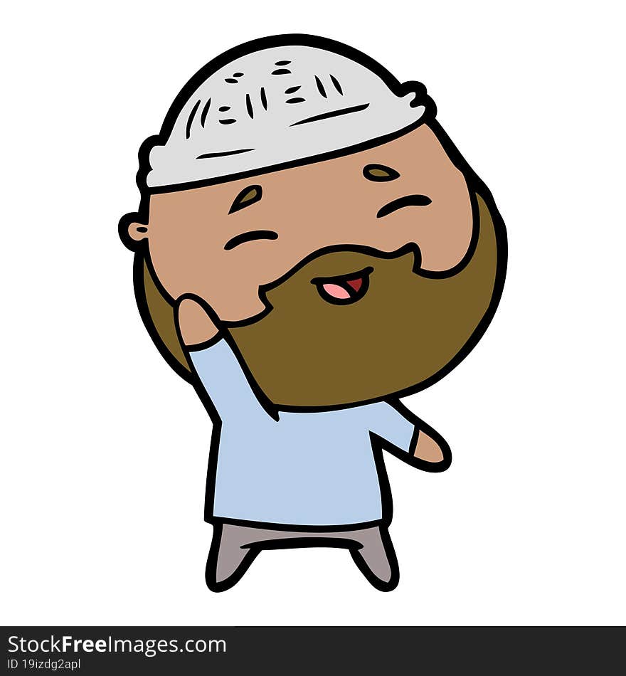 cartoon happy bearded man. cartoon happy bearded man