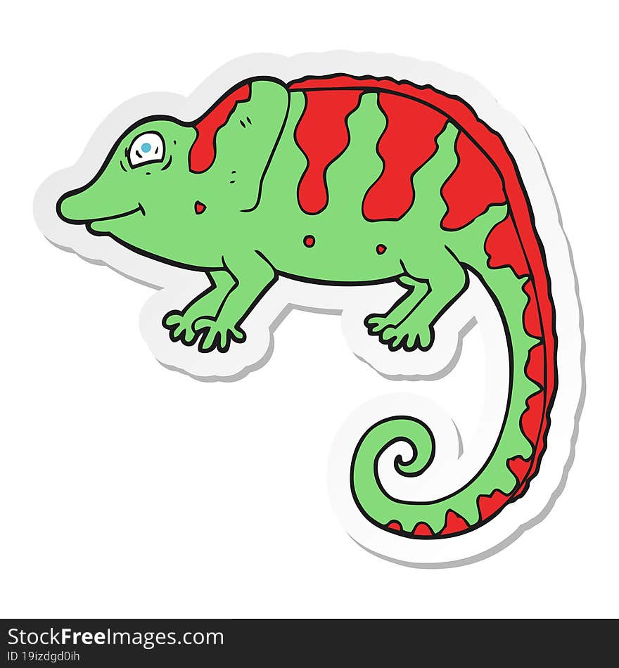 Sticker Of A Cartoon Chameleon