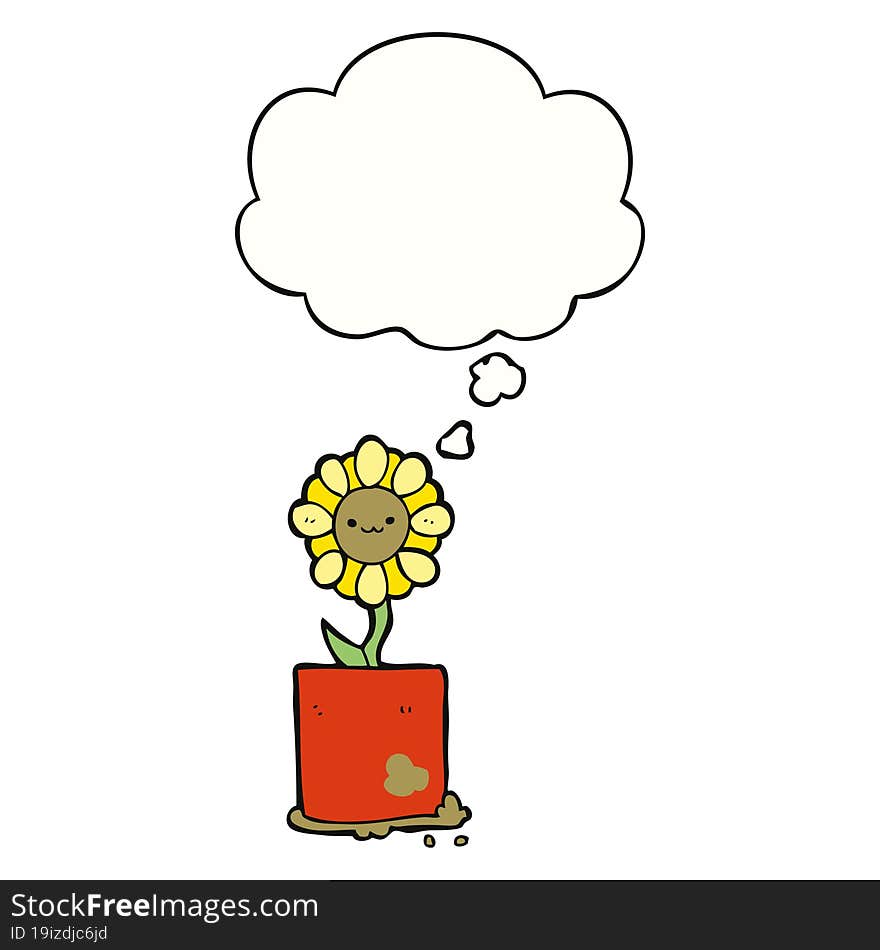 cute cartoon flower and thought bubble