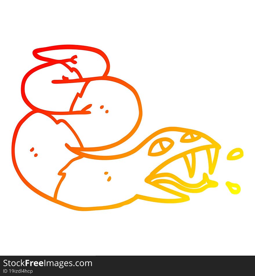 warm gradient line drawing cartoon hissing snake