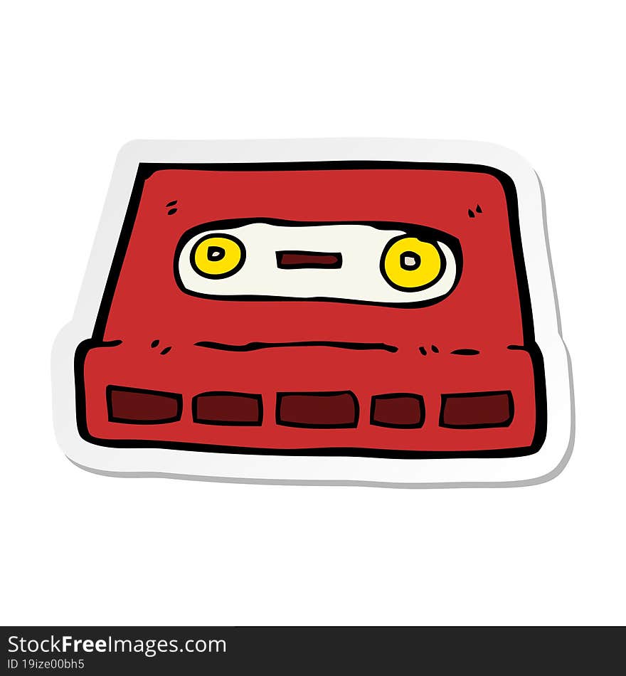 sticker of a cartoon cassette tape