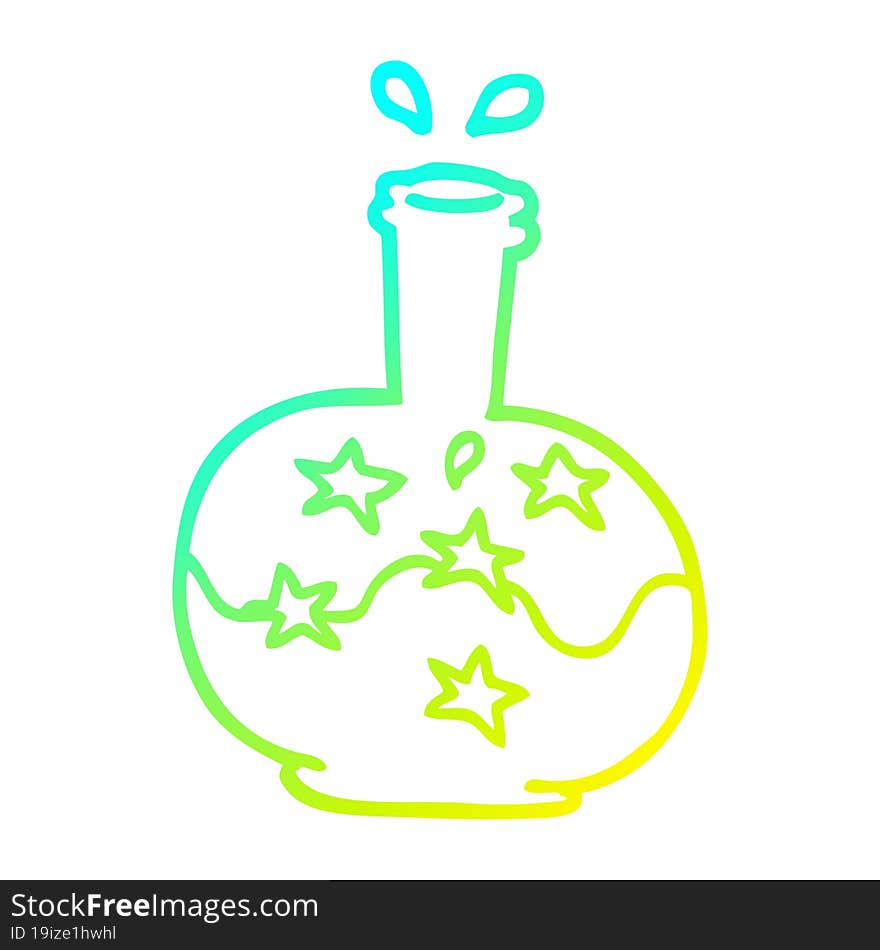 cold gradient line drawing of a cartoon magic potion